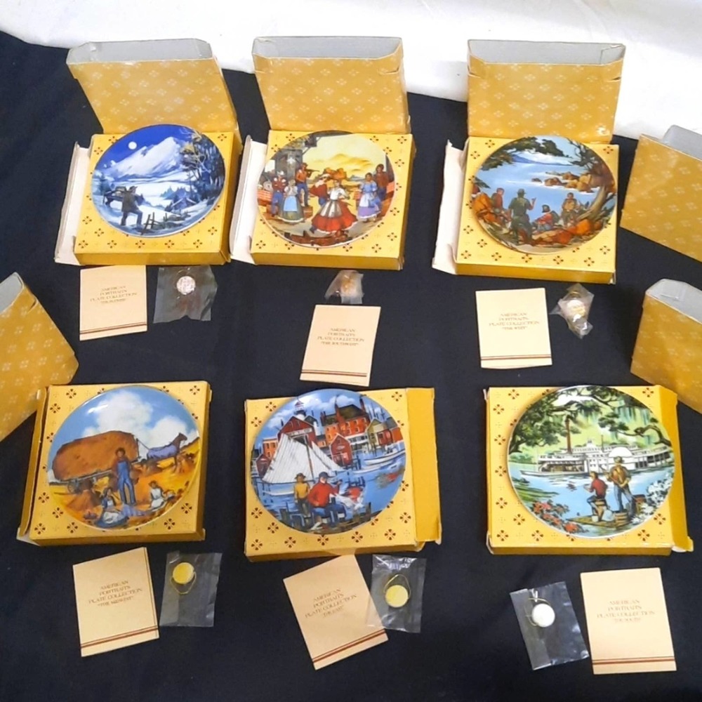 VTG 85 NIB AVON 6 MINI AMERICAN PORTRAITS PLATE
